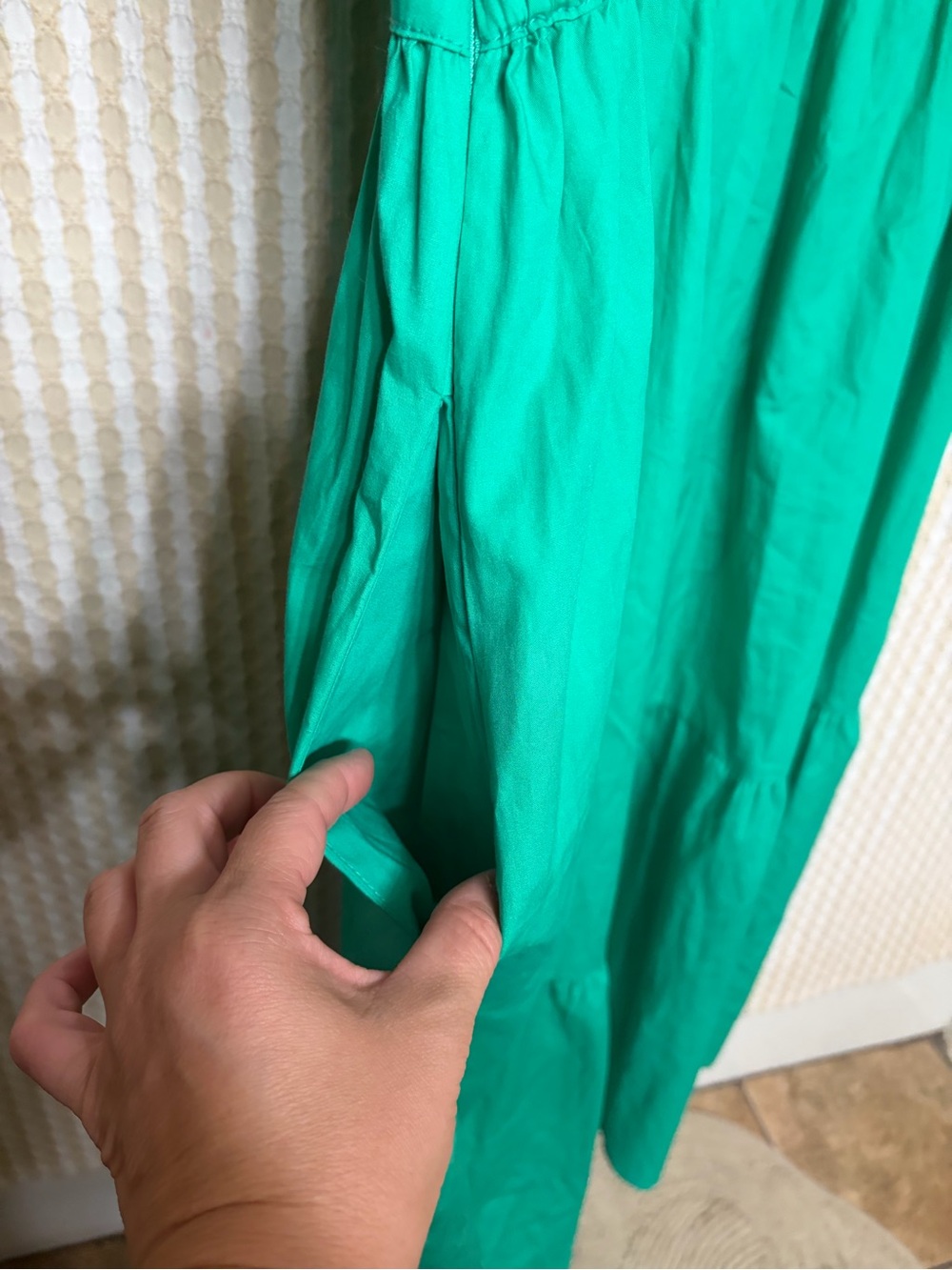 French Connection Emerald Puff Sleeve V-Neck Tiered Dress - Picture 3 of 5